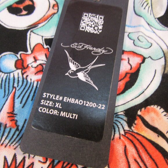 Ed Hardy Men's XL Short Sleeve Graphic Tee Oni Demon Print Multicolor Viscose - Picture 5 of 11